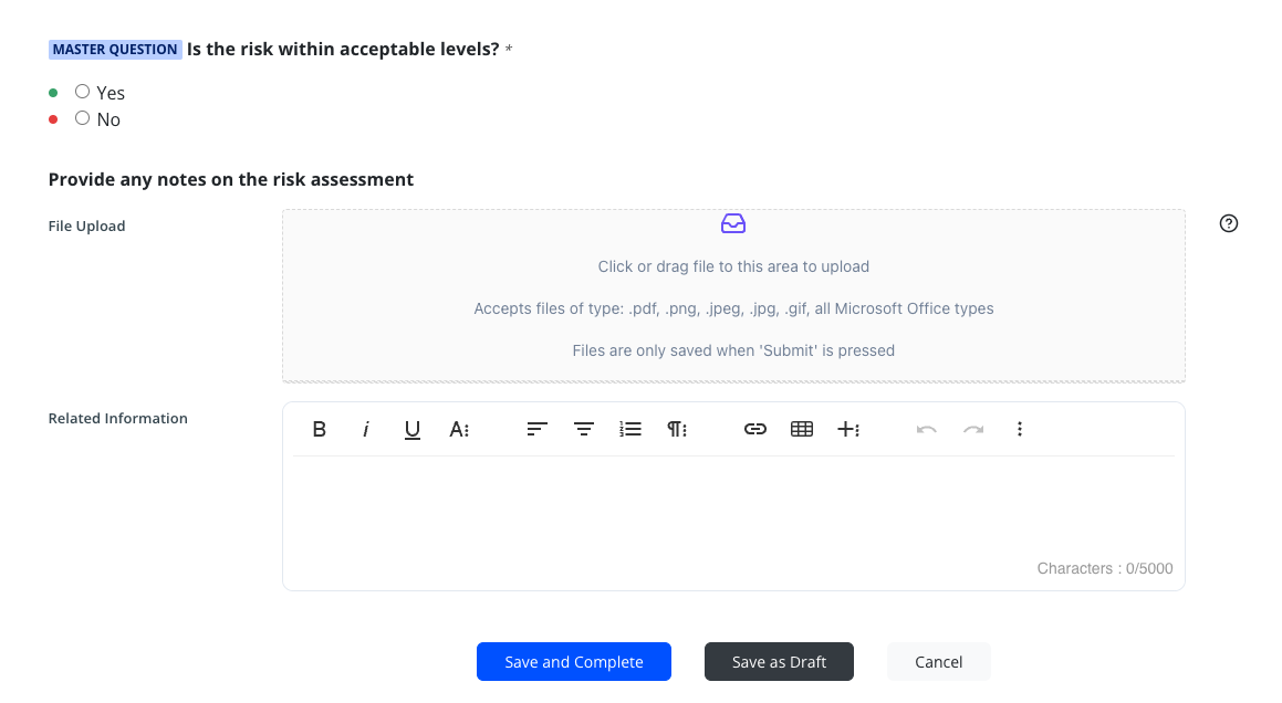 Edit Risk Assessment