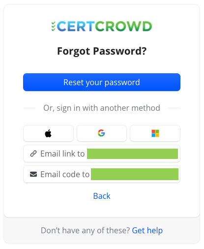 Forgot Password Options