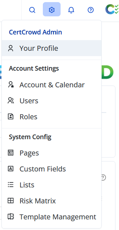 Settings Dropdown